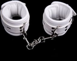 Banoch | handboeien van pu leer gevoerd - wit - bondage — thumbnail 5