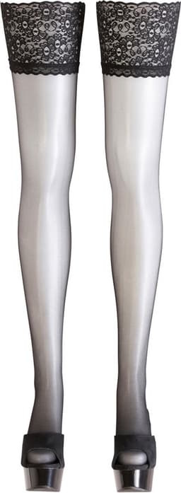 Cottelli Collection – Zelf Dragende Kousen met Kanten Rand voor Sexy Look – Maat S – Zwart — thumbnail 5