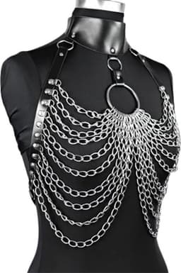 Ketting BDSM harnas - Body Chain - PU leder - RVS - Beha - Riem - Festival - Transparant - Bondage — thumbnail 1