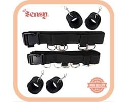 Dr. Sensy BDSM Bed restraints - Zwart - 4 boeien + matras banden - Bedboeien - Verstelbare Riemen en Boeien - Voor koppels - SM - Fetish