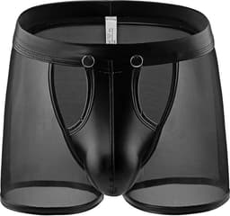 Transparante zwarte heren boxershort met open kruis - maat XL - black mesh openable crotch men's boxer shorts - erotische boxershorts mannen ondergoed — thumbnail 3