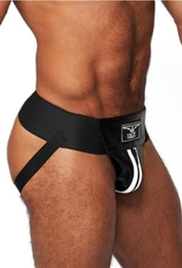 Mister b leather premium jockstrap black/white xs — thumbnail 2