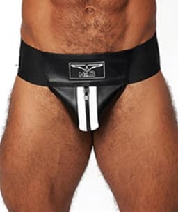 Mister b leather premium jockstrap black/white xl — thumbnail 1