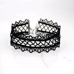 BukkitBow – Choker Ketting / Halsband – Gothic Sieraden – Textiel – Bloem Design – Unisex - Zwart — thumbnail 2