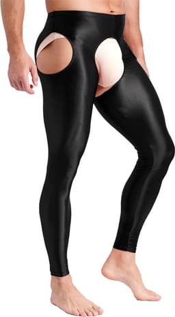Heren Glanzende Legging met Open Kruis - Lingerie - Broek — thumbnail 3