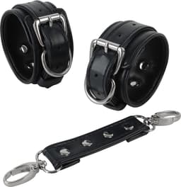 Banoch | handboeien van pu leer | blauw - zwart / zilver | bondage — thumbnail 5