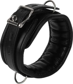 Banoch | Collar & Leash Silver | Zwarte Halsband met Zilverkleurige Riem | Verstelbare Bondage Halsband | PU Leer | BDSM — thumbnail 5