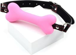 Daity Leren fixatiebanden, balvormige mondprop, siliconen bondage balgag, hondenbot mondprop, roze huisdierbot bijtbal, bondage siliconen fixatie, slaaf SM-spel voor geliefden/koppels — thumbnail 1
