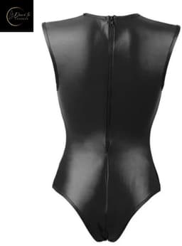 Sexy Lingerie Body Dames – Luxe Lingerie – Zwart – Wetlook Lingerie met Cut-Out Detail – Lak – Latex – Erotische Lingerie – Bodysuit – Lingerieset – Kinky – Erotische Body – BDSM – Shapewear Corset – Leer – PU Top – Dare to Undress Maat S, M, L, XL — thumbnail 15