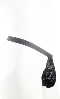 BamBella® Slip kant voor mannen - XXL - ring doorzichtig Erotische Sexy Lingerie Heren - Zwart mannen ondergoed slip — thumbnail 2