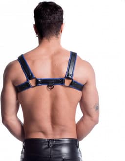 665 Vegan - Bulldog Harnas - PU Leer - Zwart/Blauw - Maat 2XL — thumbnail 3