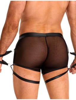 Leren boxershort met boeien - kinky - nachtclub - fetisj - Maat L — thumbnail 4