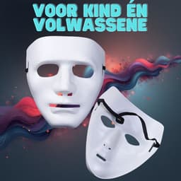 Carnaval Anonymous Masker – Wit of Rood – Verkleedmasker met Elastiek – Lichtgewicht Kunststof Masker voor Halloween, Feest, Theater of DIY Decoratie – Universele Maat voor Kind & Volwassene – Met Ebook — thumbnail 2