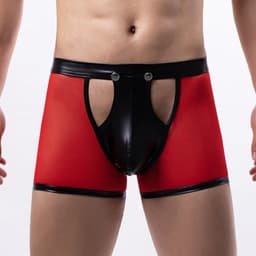 Boxer-Doorschijnend-Mesh-latex-Heren-Drukkers-Sexy-Opwindend-Erotisch-Lingerie-Rood — thumbnail 1