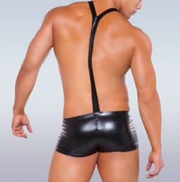 Erotische heren boxershort - Bretels - Rollenspel - PU Leder - Club en Feest — thumbnail 3