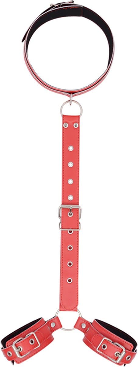 Erotische Nekriem Met Handboeien - Seksspeeltjes Voor Koppels - SM Bondage - Sex Toys - BDSM Set - Rood — afbeelding 1