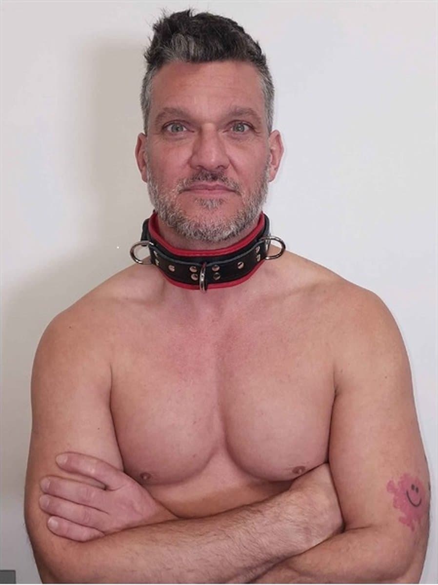 Mister B Essential Leren Afsluitbare Halsband Zwart Rood — afbeelding 1
