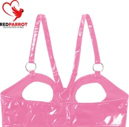 Beha Open Borsten - Latex Wetlook - Roze - Tepels — thumbnail 2