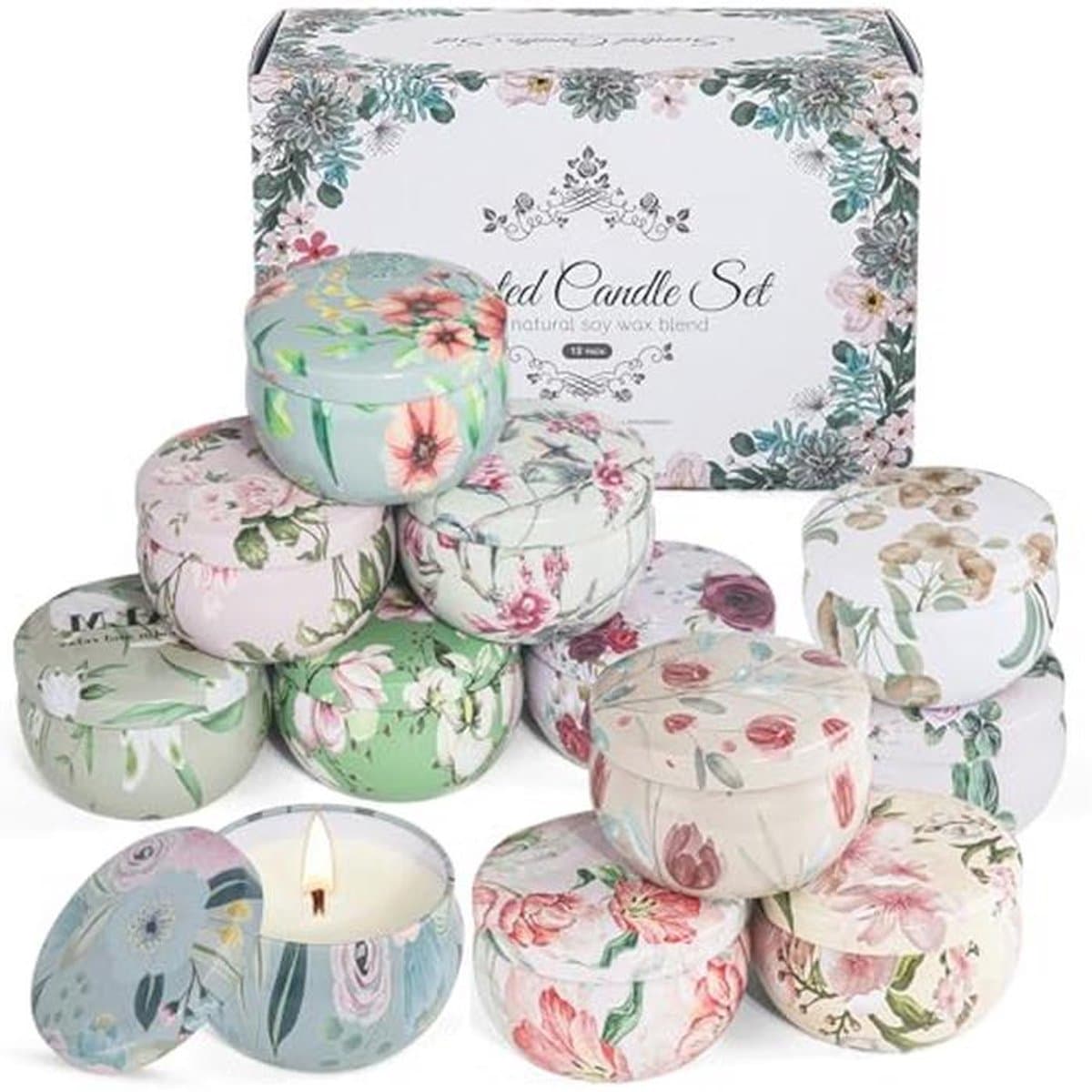 12 Stuks Geurende Kaarsen Set voor Vrouwen - Natuurlijke Bloemengeur voor Decoratie en Cadeaus — afbeelding 1