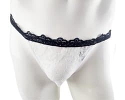 BamBella ® - Slip - maat Onesize L/XL - zwart wit Sexy erotische heren onderbroek mannen kant stof