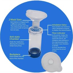 Huisdier Inhalator Spacer Met Gezichtsmasker - Draagbare Aerochamber Voor Katten, Comfortabel Gezichtsmasker Speciaal Voor Katten — thumbnail 4