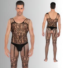 Heren Bodystocking met Open Kruis - Zwart - Mannen Lingerie - One Size S-XL (46-52) | LS089 — thumbnail 1
