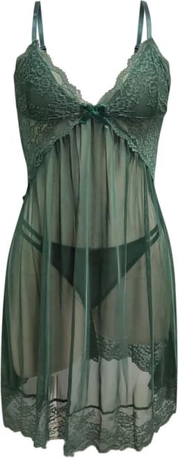 Erotische nachtjurk - Lingerie - Halve cup - Sexy - Groen — thumbnail 2