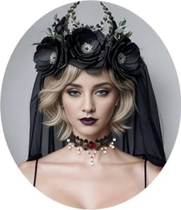 Gothic Choker Kant Halsketting met Roos Armband en Ring Set - Victoriaanse Halsketting — thumbnail 2