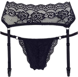 Cottelli Collection – Sierlijke Jarretel Gordel met Passende String voor de Spannende Vrouw – Maat S – Zwart — thumbnail 4