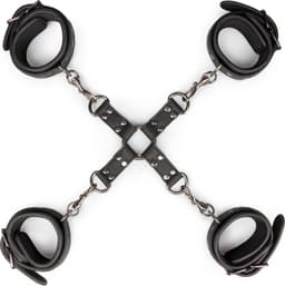 EasyToys - Fetish Set met Halsband, Enkelboeien en Handboeien - Duurzaam - Bondage Set - BDSM Set - Bondage Sex Toys voor Vrouwen en Mannen - Zwart — thumbnail 1