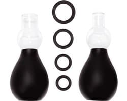 Ouch! Tepel Pomp Set met Ringen voor Verlenging Harde Tepels – Zwart