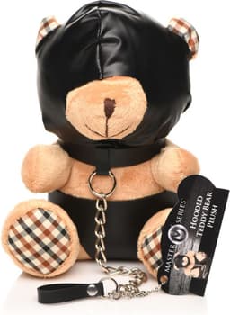 Master Series - Sexy Cadeau - Kinky Knuffel Beer - Vegan Leer - Zwarte en Licht Perzikkleurig — thumbnail 9