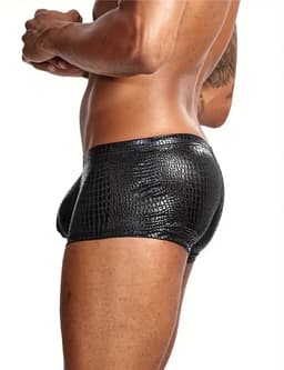Zwarte Heren Boxershort met Slangenprint – Sexy Stretch Boxer met Korte Pijpen - Maat XL — thumbnail 3
