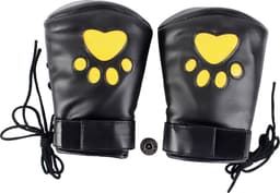 Banoch - Perrito Mittones - dog paws mittens bondage - PU Leer - geel voetje - puppy play — thumbnail 1