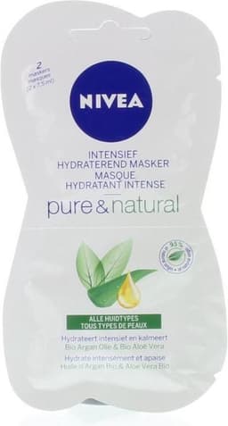 NIVEA Pure & Natural Intensief Hydraterend Masker - 2 x 7,5 ml - Gezichtsmasker — thumbnail 4