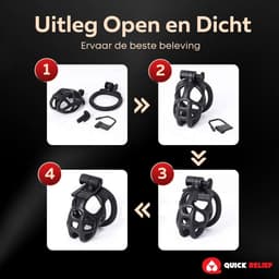 Quick Relief Elite Lock™ Large - Chastity cage - Kuisheidskooi met 4 ringmaten - Kuisheidskooi voor Mannen - Sissy - Cock Cage - Zwart — thumbnail 2