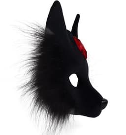 Halfgelaatsmasker voor Volwassenen 20x20 cm - Vossenprint Dierendesign - Zwart Imitatiebont Cosplay Masker - Feestmasker Carnaval Maskerade Rolspel Kostuumaccessoire - Verfijnd Comfortabel Draagbaar — thumbnail 2