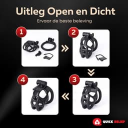 Quick Relief Elite Lock™ Nano - Chastity cage - Kuisheidskooi met 4 ringmaten - Kuisheidskooi voor Mannen - Sissy - BDSM - Cock Cage - Zwart — thumbnail 9