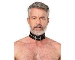 Rimba - Lederen Collar met Metalen Gesp - Zwart
