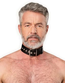 Rimba - Lederen Collar met Metalen Gesp - Zwart — thumbnail 1