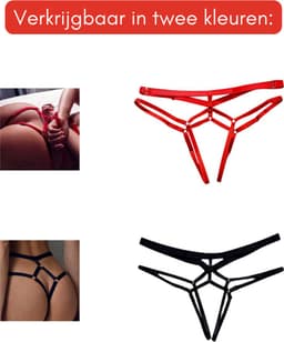 Sexy String Zonder Stof - Zwart - Transparant - Open Kruis - Bondage Riem - G-String Tuigje - Erotisch - Lingerie / Ondergoed - Maat XL — thumbnail 2