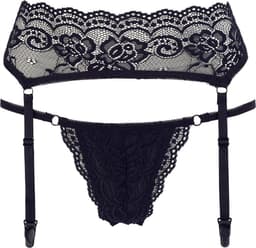 Cottelli Collection – Sierlijke Jarretel Gordel met Passende String voor de Spannende Vrouw – Maat XL – Zwart — thumbnail 4