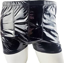 BamBella ® - Boxer short Maat S/M Datex Zwart (Latex en stof SM kleding BDSM erotische heren kleding ondergoed lingerie onderbroek zwart — thumbnail 1