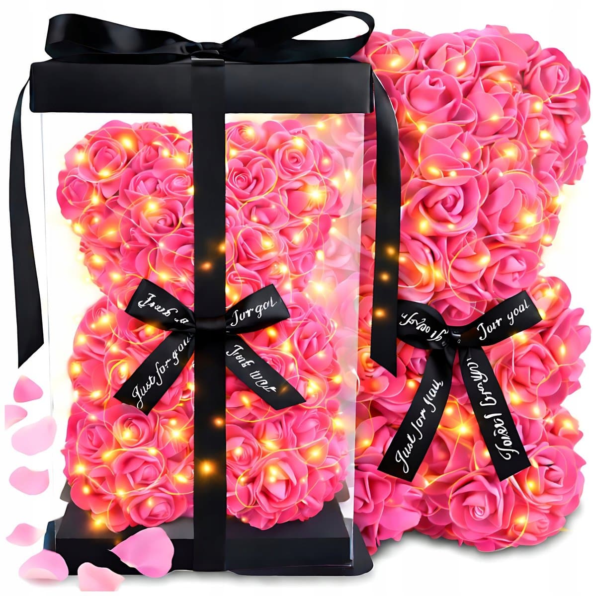XXL Rozenbeer - LED Verlichting - Valentijnsdag - Dag van de Vrouw - 25 cm — afbeelding 1