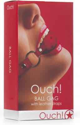Ouch! Mond Knevel met Geperforeerde Bal en Lederen Band Verstelbaar - Rood — thumbnail 5