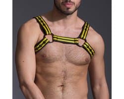 665 Neopreen - Riemenbody - Neoprene Bulldog Harness - Geel - Maat S