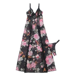 Zeloria Sexy Mesh Nachtjurk met Bloemenprint en Split – Transparante Lingerie Jurk met Kant en Slip – Verleidelijke Nightgown Dames – M — thumbnail 8