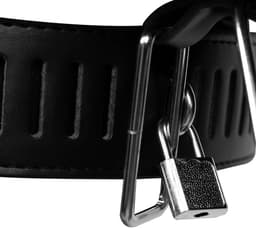 PU Leather Female Chastity Belt with Leg Restraint - Black — thumbnail 8