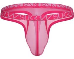 SUKREW Sheer Low-rise Thong Elect Pink - MAAT XS - Erotisch Heren Ondergoed - String voor Man - Sexy mannen String