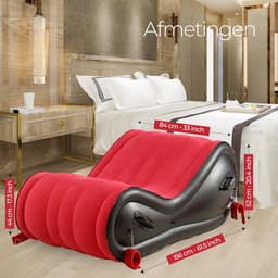 Sex Kussen - 6 Accessoires - Inclusief Seksspeeltjes - Inclusief Elektrische Pomp - Opblaasbaar Seks Kussen - Seks Meubel - BDSM Speelgoed - PVC met Zacht Fluweelcoating - Zwart/Rood - Discreet Verzonden — thumbnail 6